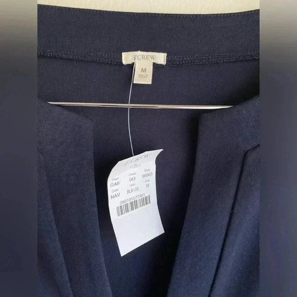 J Crew NWT Navy Sleeveless Shift Dress Notched V Neck Pockets Midi Cotton A-Line - Picture 2 of 11